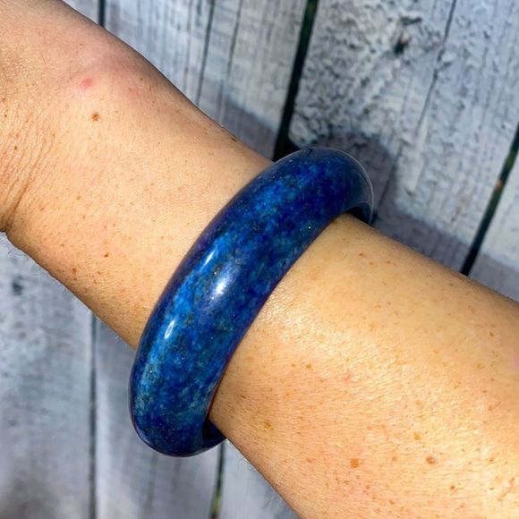 authentic blue lapis Jewelry - Natural Lapis Lazuli Gemstone Woman Bangle Bracelet Inner Diameter 60mm
